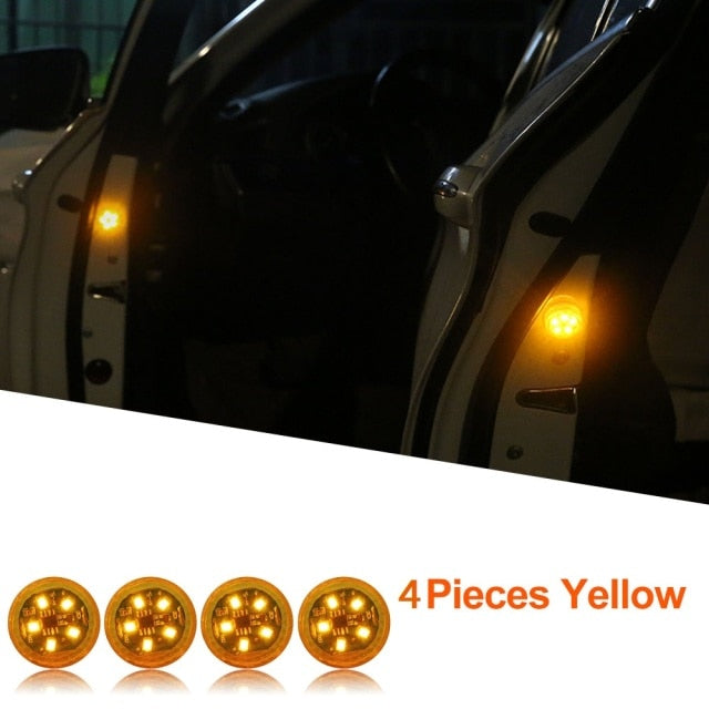 4 PCS Universal LED Car Door Safety Warning Anti-collision Lights
