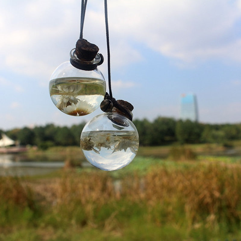 Car Air Freshener Flower Bottle Perfume Pendant