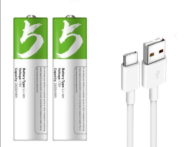 2 PCS High capacity 1.5V AA USB Rechargeable Battery and Cable