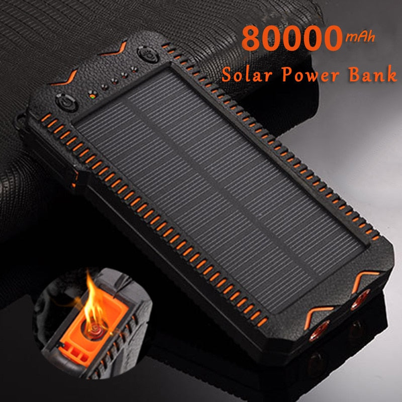 Solar Power Bank High-Capacity Phone Charging Power Bank with Cigarette Lighter