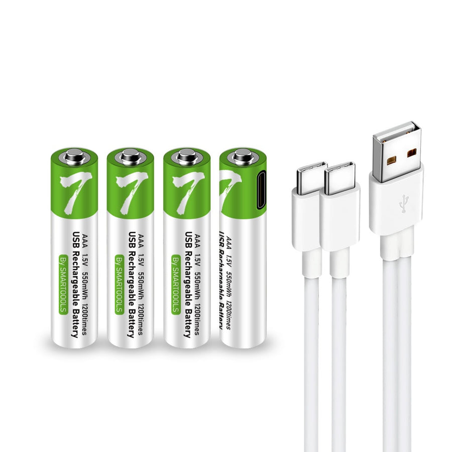 2 PCS 1.5V AAA USB Rechargeable Battery with Cable Charger