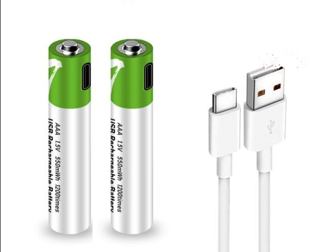 2 PCS 1.5V AAA USB Rechargeable Battery with Cable Charger